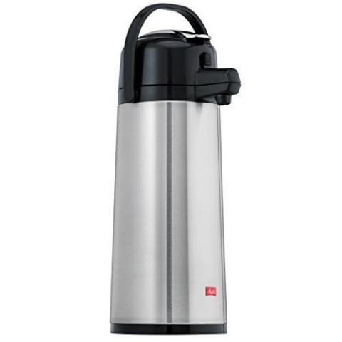 Melitta Bouteille isotherme à pompe, 2,2 litres, env. 18 tasses, piston en acier inoxydable, acier inoxydable, argent-no 2089