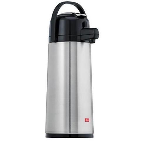 Melitta Bouteille isotherme à pompe, 2,2 litres, env. 18 tasses, piston en acier inoxydable, acier inoxydable, argent-no 2089