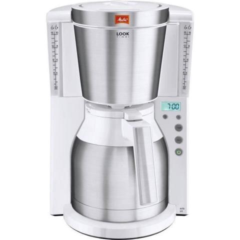 MELITTA Cafétière Look IV Therm Timer 1011-15 Blanc/Acier Brossé