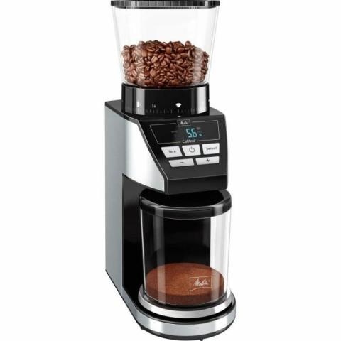 Melitta Calibra 1027-01, moulin à café électrique avec balance intégrée, broyeur conique, Noir / Inox Melitta Calibra 1027-01, moulin à café électrique avec balance intégrée, broyeur conique, Noir / Inox