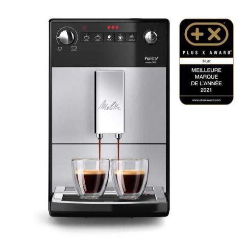 MELITTA F230-101 - Machine à café Purista® - Expresso Automatique avec broyeur à grains - 1450W - Réservoir d'eau 1,2L - Argent MELITTA F230-101 - Machine à café Purista® - Expresso Automatique avec broyeur à grains - 1450W - Réservoir d'eau 1,2L - Argent