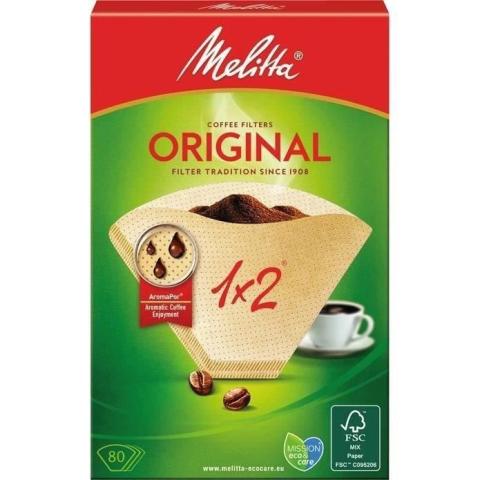 MELITTA Filtre à café cornet papier brun 1 x2 - Lot de 80 MELITTA Filtre à café cornet papier brun 1 x2 - Lot de 80