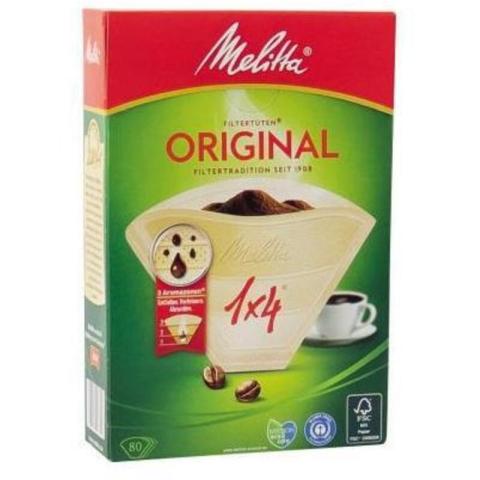 Melitta - Kaffeefiltertüte Typ 1x4 206810 naturbraun 80 St./Pack.