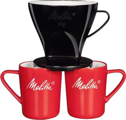 Melitta Kit De Filtration Manuelle, 1 Porte-filtre De Taille 1x4, 2 Mugs En Porcelaine (290 Ml), 5 Filtres À Café 1x4, Pour Over, Noir Melitta Kit De Filtration Manuelle, 1 Porte-filtre De Taille 1x4, 2 Mugs En Porcelaine (290 Ml), 5 Filtres À Café 1x4, Pour Over, Noir