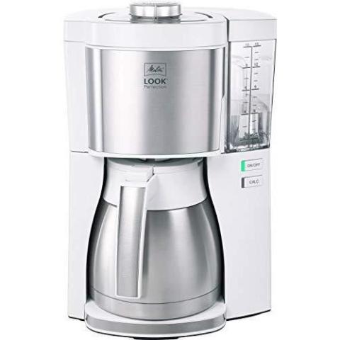 Melitta Look Therm Perfection Cafetière Filtre 1X4 Fonction arrêt Automatique 10 Tasses Blanc/Acier Brossé, Inox, 1.25 liters
