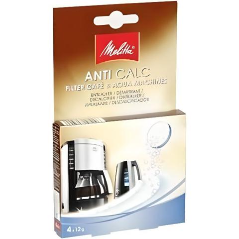MELITTA Lot de 4 pastilles de détartrage ANTI CALC pour cafetières et bouilloires