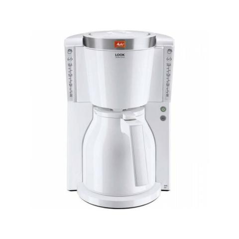 Melitta - Machine a Cafe - Cafetiere Electrique filtre Look iv Therm Selection 1011-11 Blanc/Acier Brossé - 12 tasses - AromaSelector - 1000W