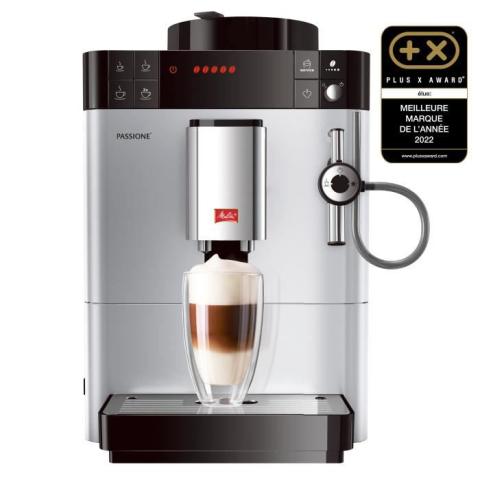 Melitta - Machine à Café à Grain Passione Argent - Machine Expresso Automatique avec préparation au lait & Best Aroma