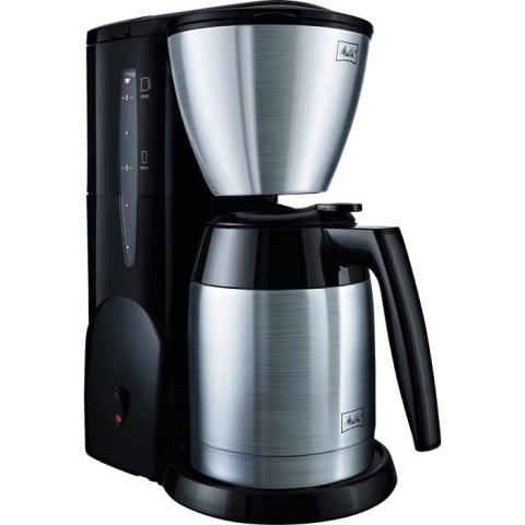 Melitta Single 5 Mug, Noir/Acier Brosse, M728, Cafetiere Filtre Avec Verseuse Isotherme, Mug Isotherme Inclus, 5 Tasses, Comp