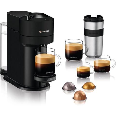 Nespresso DeLonghi Machine à Café Vertuo Next Noir Mat 5 Tailles de Tasses + Kit de Bienvenue Design Moderne Nespresso DeLonghi Machine à Café Vertuo Next Noir Mat 5 Tailles de Tasses + Kit de Bienvenue Design Moderne