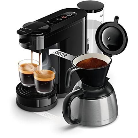 Philips Domestic Appliances SENSEO Switch Machine à Café à Dosettes et Filtre - Technologie 2 en 1, Réservoir d'Eau de 1 L, 7 Tasses en une Seule Fois, Couleur Noir intense (HD6592/65) Philips Domestic Appliances SENSEO Switch Machine à Café à Dosettes et Filtre - Technologie 2 en 1, Réservoir d'Eau de 1 L, 7 Tasses en une Seule Fois, Couleur Noir intense (HD6592/65)