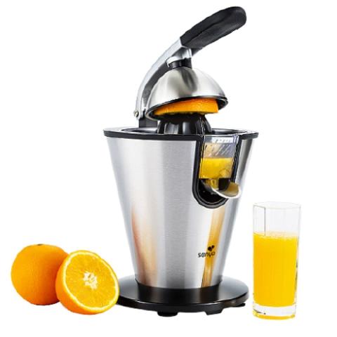 Presse agrumes électrique, bras levier, en acier inoxydable, 0.7l Presse agrumes électrique, bras levier, en acier inoxydable, 0.7l